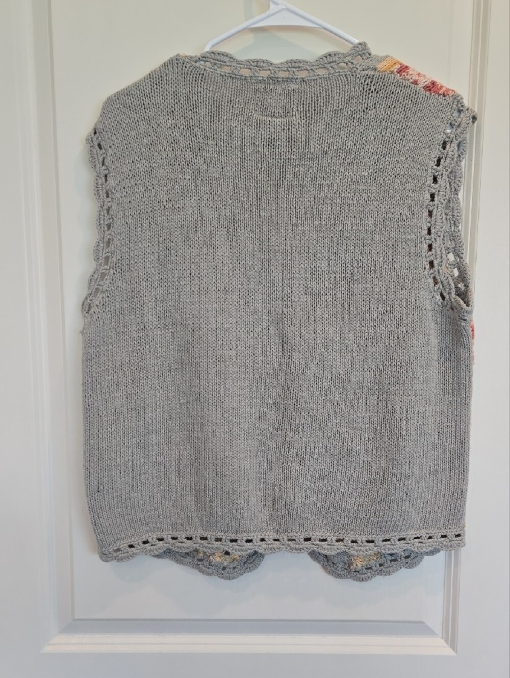 Vintage Cambridge Dry Goods Floral Knit Button Vest with Pink & Yellow Blooms - Picture 4 of 5